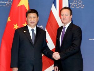 Le président chinois Xi Jinping et David Cameroun, Premier ministre britannique