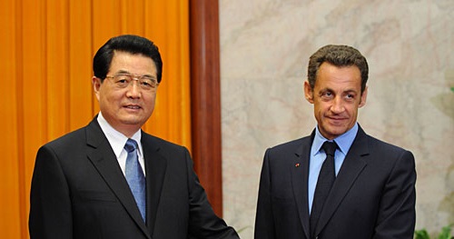 Les présidents Hu Jintao et Nicolas Sarkozy