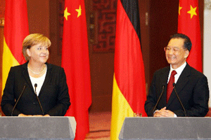 Angela Merket et Wen Jiabao 