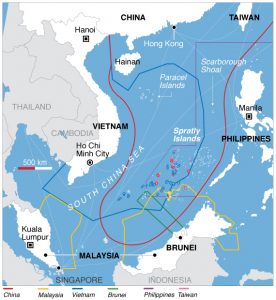 Carte des revendications en mer de Chine méridionale. Wikimedia